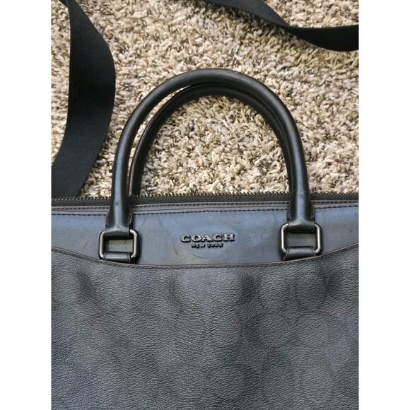 Coach Beckett Structured Brief Case In Signature Canvas Leather Black & Burgundy - Picture 5 of 16